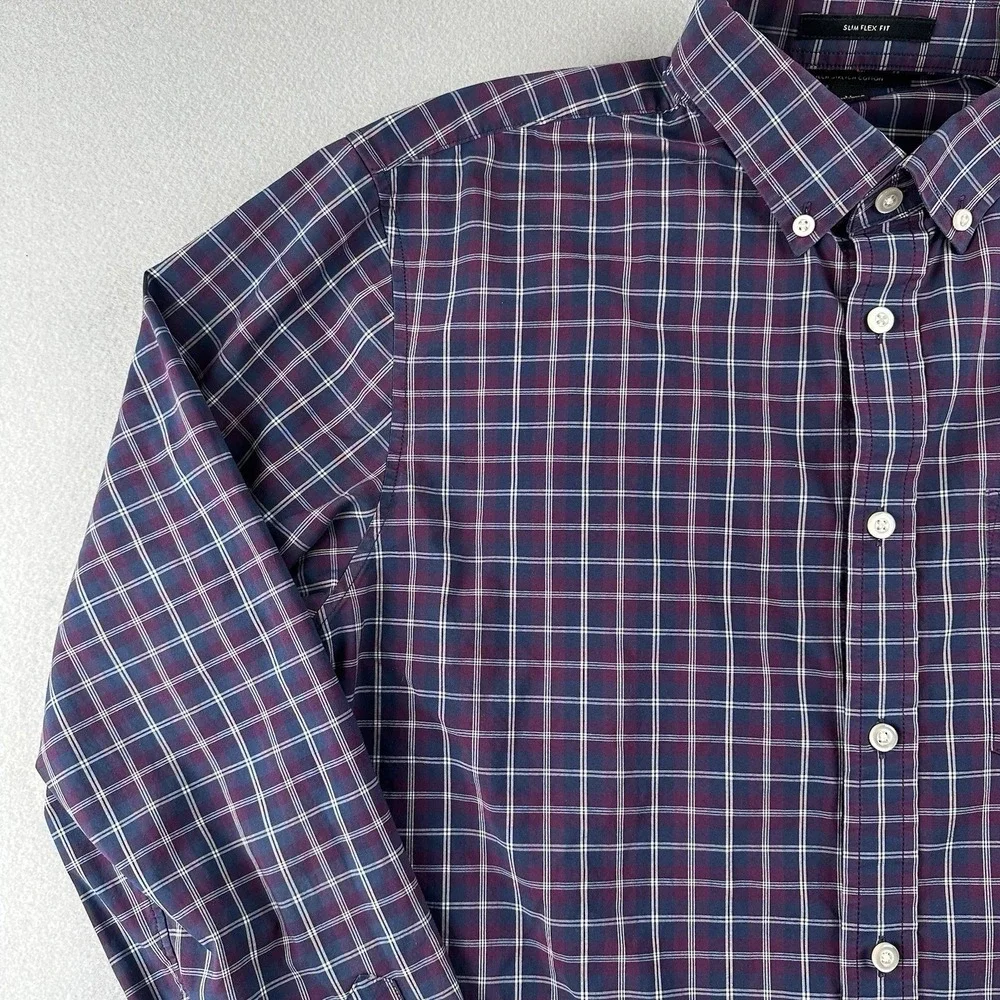 Banana Republic Men's Purple Slim Flex Fit Tech Stretch Cotton Shirt Size Medium
